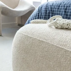 Made in Meubles Banc en tissu écru Lola