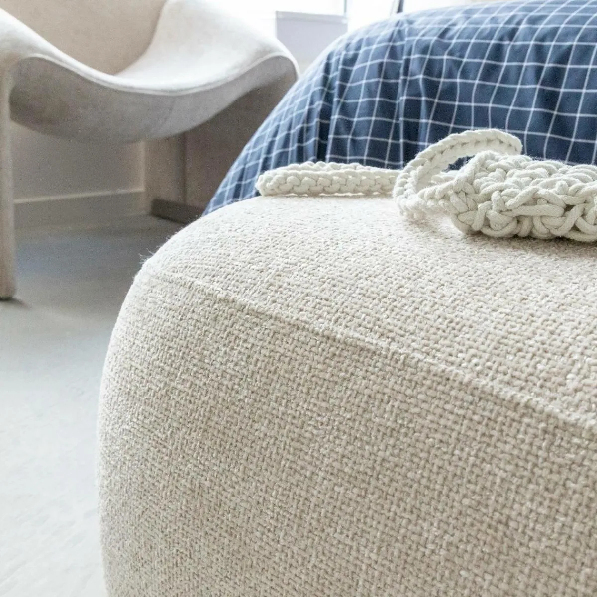 Made in Meubles Banc en tissu écru Lola