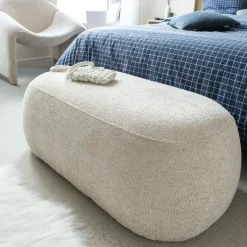 Made in Meubles Banc en tissu écru Lola