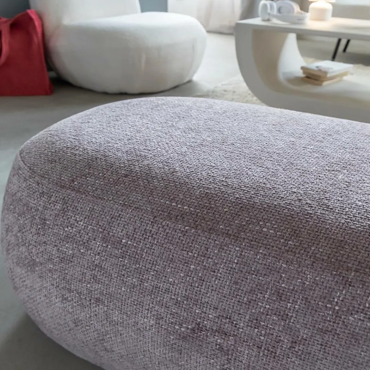 Made in Meubles Banc en tissu lilas Lola