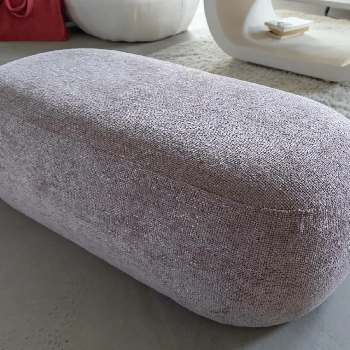 Made in Meubles Banc en tissu lilas Lola