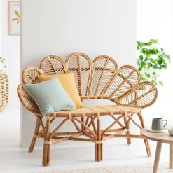 Made in Meubles Banquette fleur en rotin Rattan