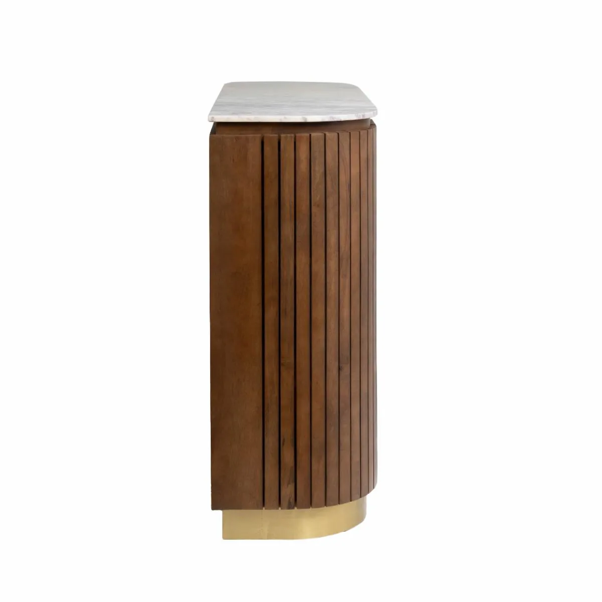 Made in Meubles Bar en bois de manguier et marbre blanc Sienne