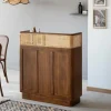 Made in Meubles Bar en bois de manguier et cannage Remick