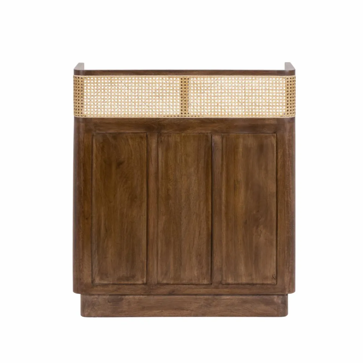 Made in Meubles Bar en bois de manguier et cannage Remick