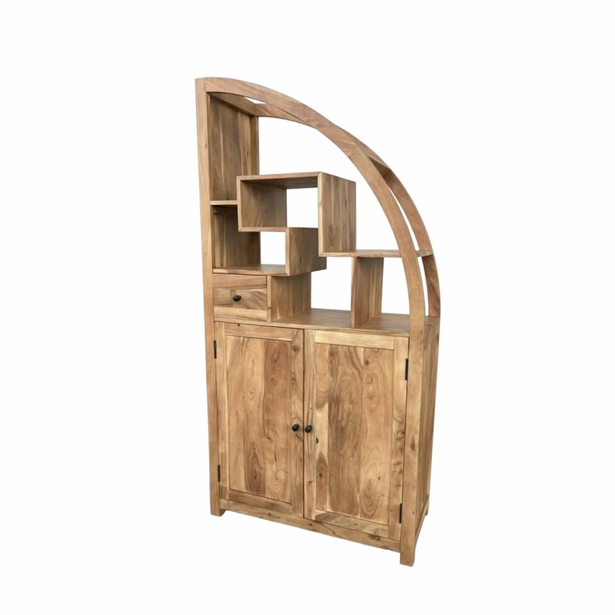 Made in Meubles Bibliothèque asymétrique en bois d'acacia Nathan
