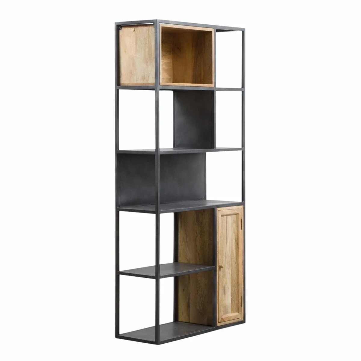 Made in Meubles Bibliothèque en bois de manguier et métal Locker