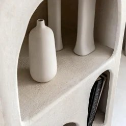 Made in Meubles Bibliothèque en bois effet béton blanc Danaé