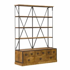 Made in Meubles Bibliothèque en métal et bois de manguier Marcel