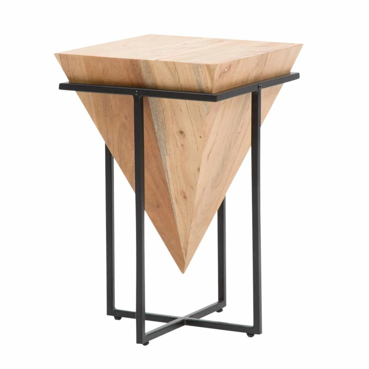 Made in Meubles Bout de canapé en bois d'acacia et métal Roméo
