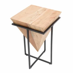 Made in Meubles Bout de canapé en bois d'acacia et métal Roméo