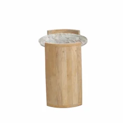 Made in Meubles Bout de canapé en bois de manguier et marbre Isabella