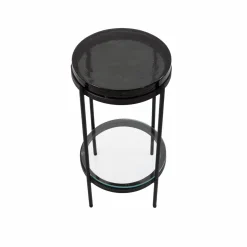 Made in Meubles Bout de canapé plateau en verre gris Lise