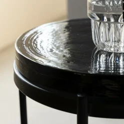 Made in Meubles Bout de canapé plateau en verre gris Lise
