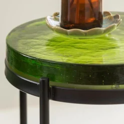 Made in Meubles Bout de canapé plateau en verre Lise