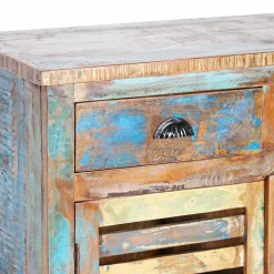 Made in Meubles Buffet à  lattes en bois coloré Ethnik
