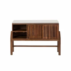 Made in Meubles Buffet 2 portes en bois d'acacia et terrazzo Kaelis