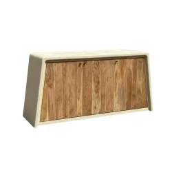 Made in Meubles Buffet 3 portes en bois d'acacia et bois effet béton Dalva