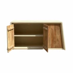 Made in Meubles Buffet 3 portes en bois d'acacia et bois effet béton Dalva