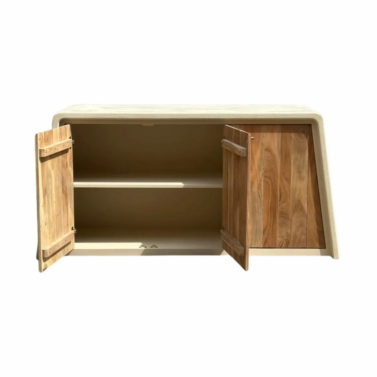 Made in Meubles Buffet 3 portes en bois d'acacia et bois effet béton Dalva