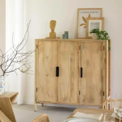 Made in Meubles Buffet 3 portes en bois de manguier Nova
