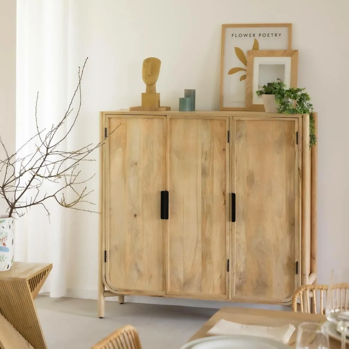 Made in Meubles Buffet 3 portes en bois de manguier Nova