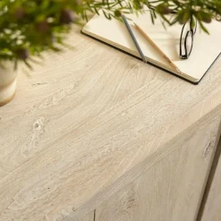 Made in Meubles Buffet 4 portes en bois de manguier blanchi Alison