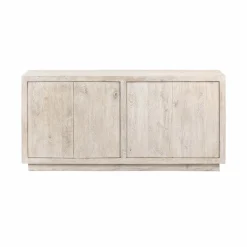 Made in Meubles Buffet 4 portes en bois de manguier blanchi Alison