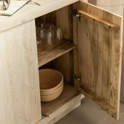 Made in Meubles Buffet 4 portes en bois de manguier blanchi Alison