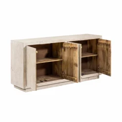 Made in Meubles Buffet 4 portes en bois de manguier blanchi Alison