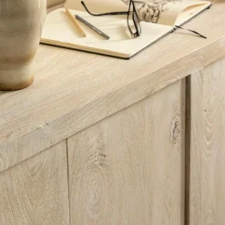 Made in Meubles Buffet 4 portes en bois de manguier blanchi Alison