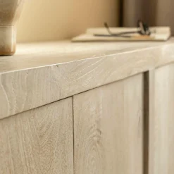 Made in Meubles Buffet 4 portes en bois de manguier blanchi Alison