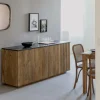 Made in Meubles Buffet 4 portes en bois de manguier et marbre Betty