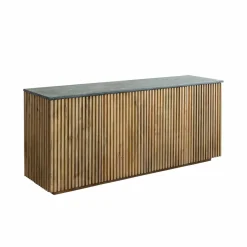 Made in Meubles Buffet 4 portes en bois de manguier et marbre Betty