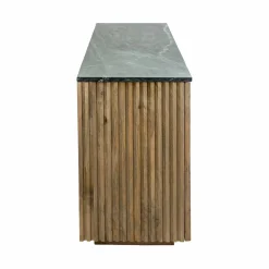 Made in Meubles Buffet 4 portes en bois de manguier et marbre Betty