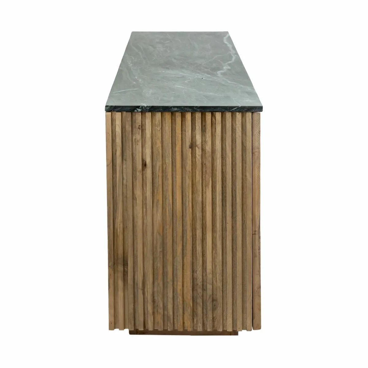 Made in Meubles Buffet 4 portes en bois de manguier et marbre Betty