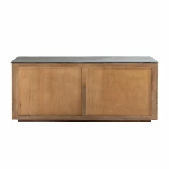 Made in Meubles Buffet 4 portes en bois de manguier et marbre Betty