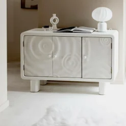 Made in Meubles Buffet 3 portes en bois effet béton blanc Danaé