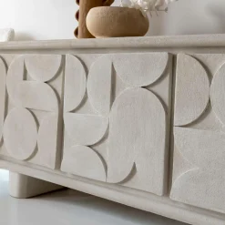 Made in Meubles Buffet 3 portes en bois effet béton blanc Danaé