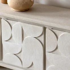 Made in Meubles Buffet 3 portes en bois effet béton blanc Danaé