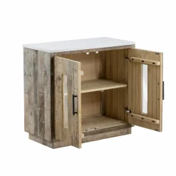 Made in Meubles Buffet 2 portes en bois recyclé et marbre Damian