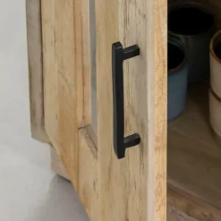 Made in Meubles Buffet 2 portes en bois recyclé et marbre Damian