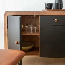 Made in Meubles Buffet arrondi en bois de manguier Romy