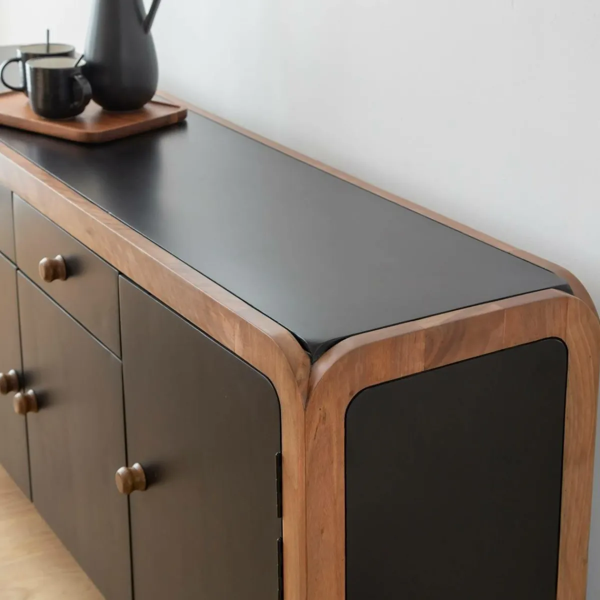 Made in Meubles Buffet arrondi en bois de manguier Romy
