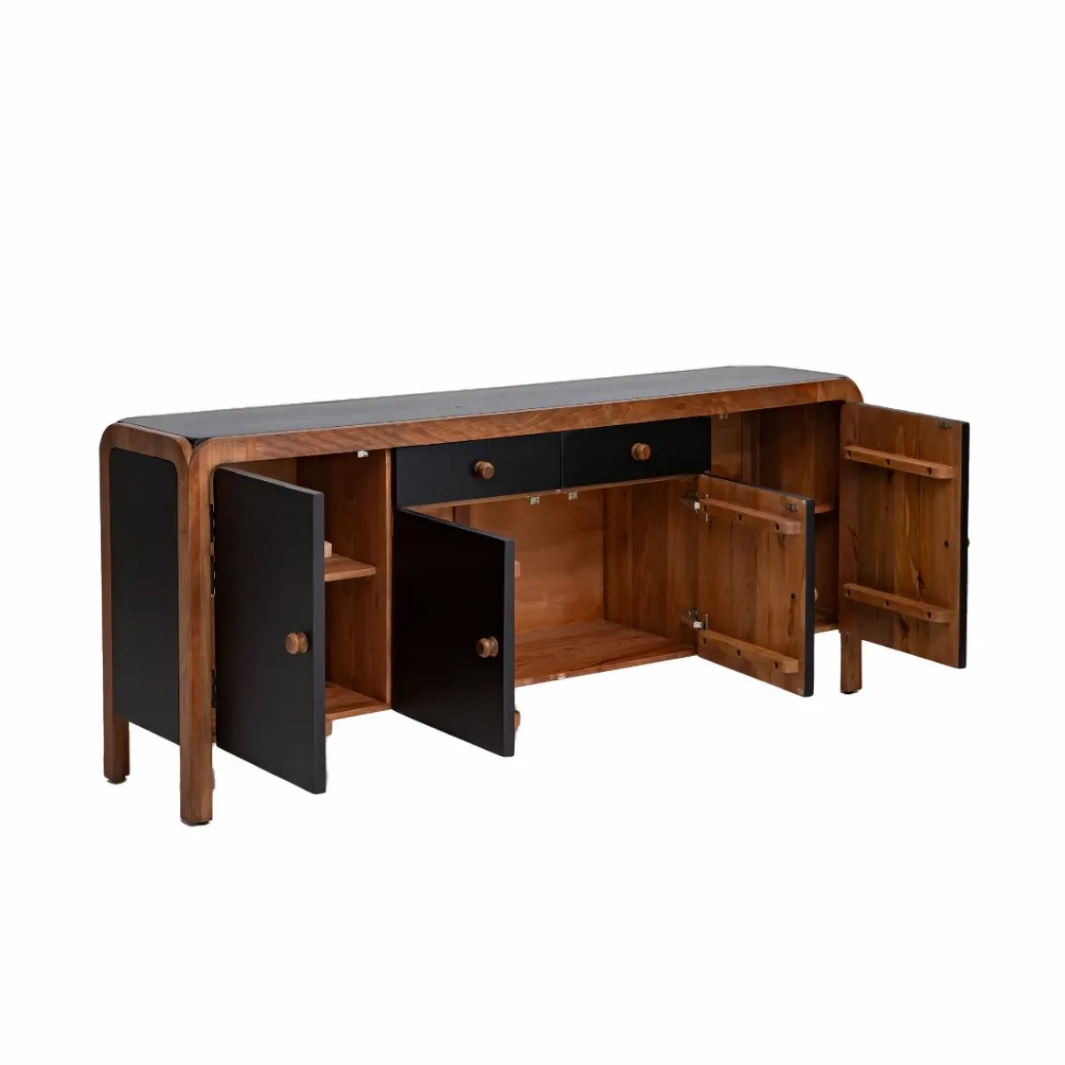 Made in Meubles Buffet arrondi en bois de manguier Romy