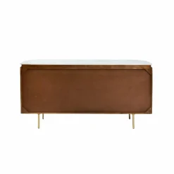 Made in Meubles Buffet arrondi en bois de manguier et marbre Sienne