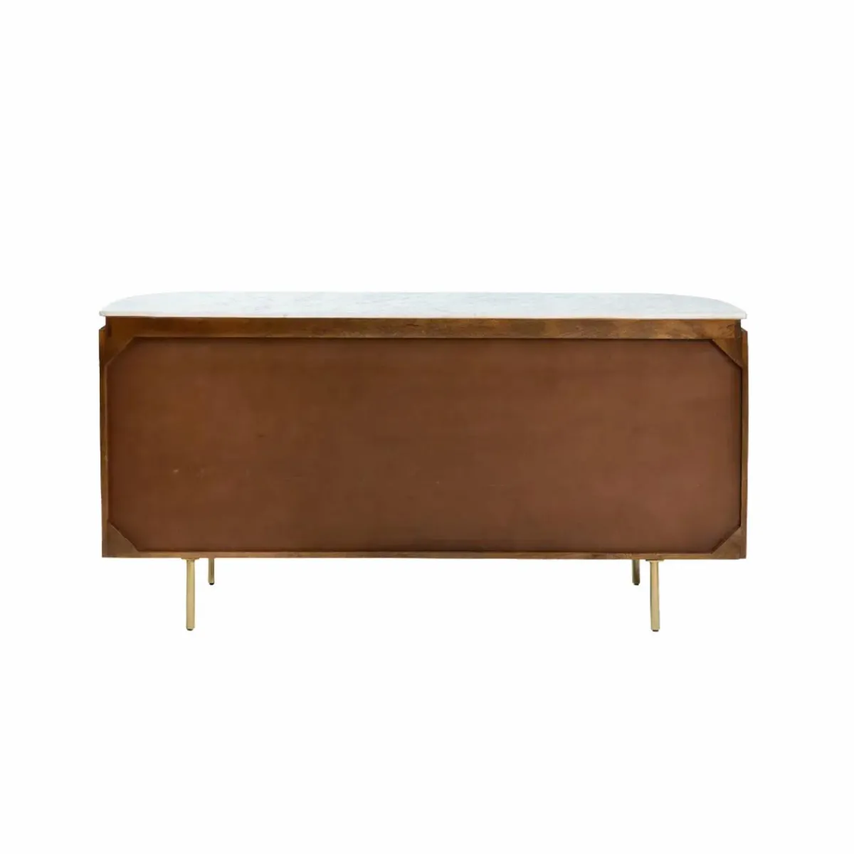 Made in Meubles Buffet arrondi en bois de manguier et marbre Sienne