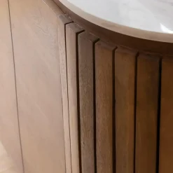 Made in Meubles Buffet arrondi en bois de manguier et marbre Sienne