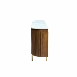 Made in Meubles Buffet arrondi en bois de manguier et marbre Sienne