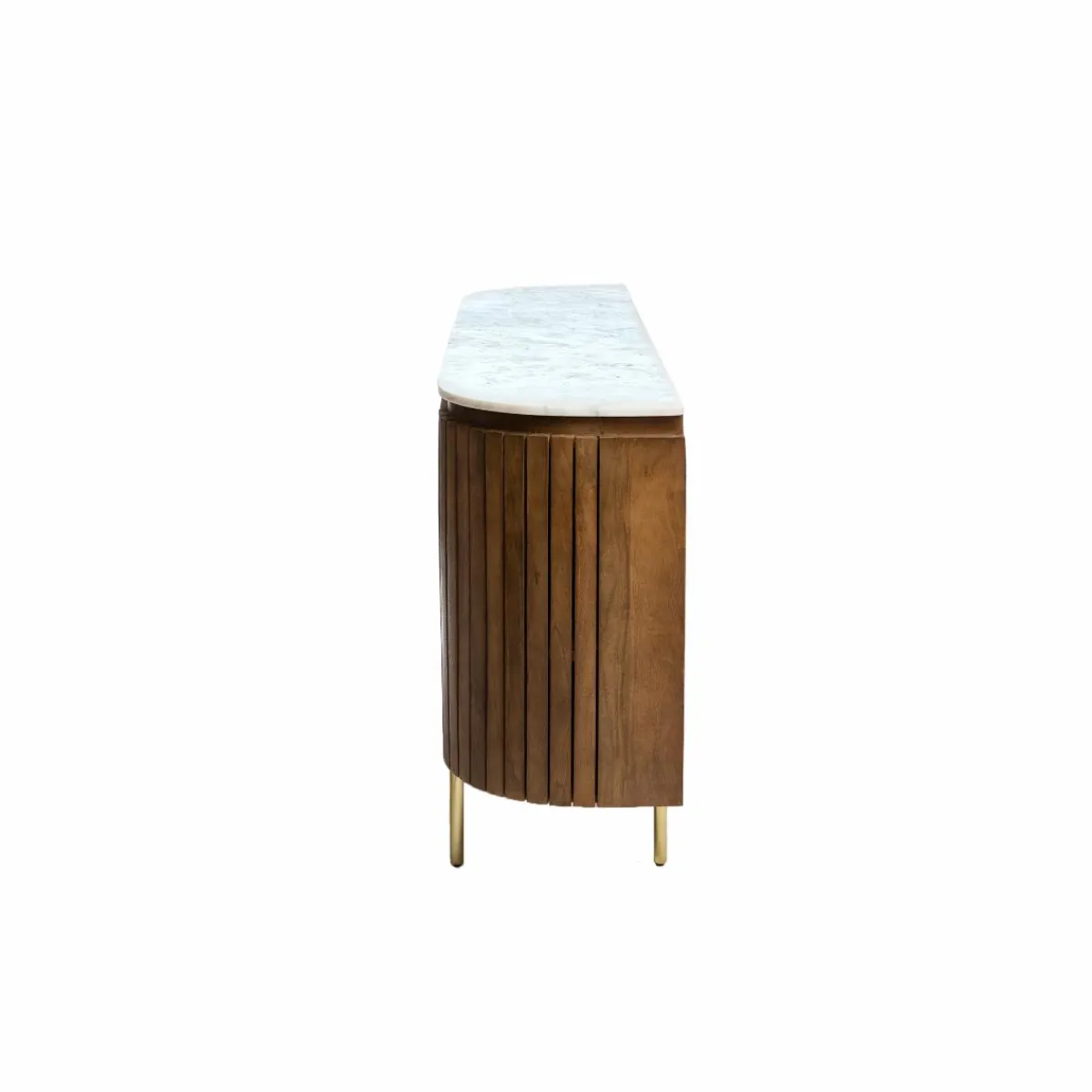 Made in Meubles Buffet arrondi en bois de manguier et marbre Sienne